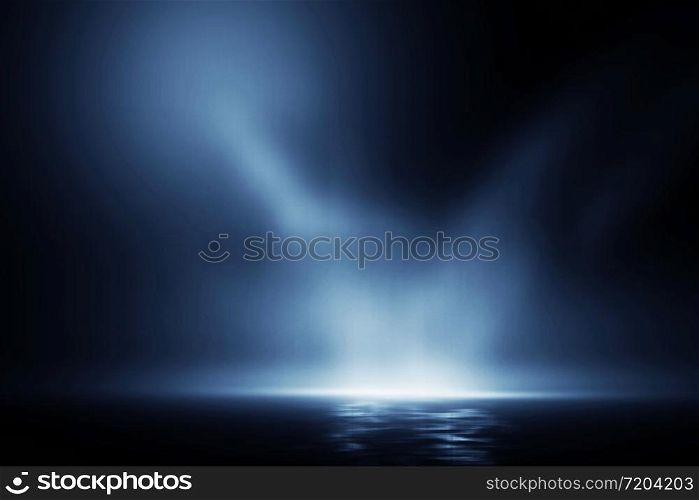 3d rendering Light in the sea at night