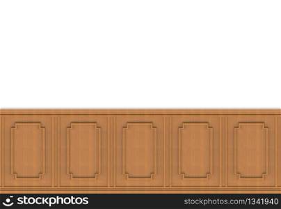 3d rendering. luxurious brown wood square shape pattern panel vintage design on white wall background.