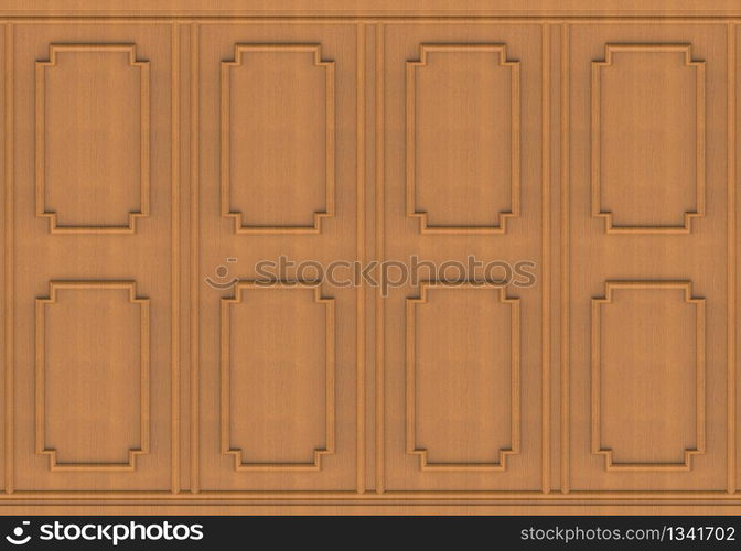 3d rendering. luxurious brown wood square shape pattern panel vintage design wall background.