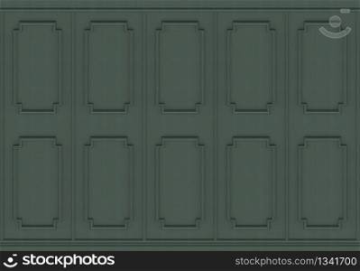 3d rendering. luxurious dark green wood square shape pattern panel vintage design wall background.