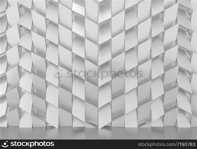 3d rendering. Luxurious gray trapedzoid shape tile pattern wall background.