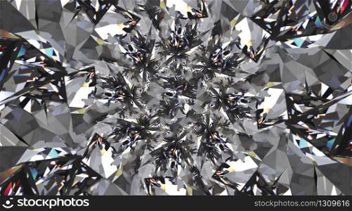 3d rendering. Luxurious inside pure diamond mirror surface design wall background.