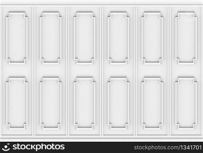 3d rendering. luxurious white wood square shape pattern panel vintage design wall background.