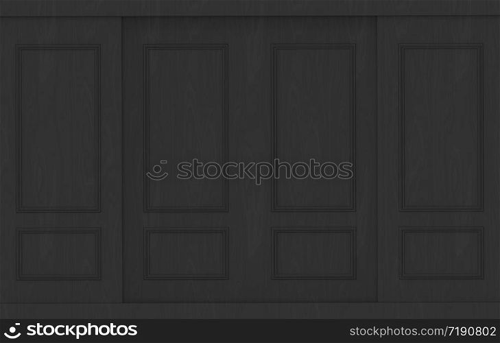 3d rendering. luxury black classical pattern wood wall background