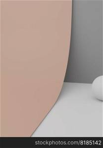 3D Rendering Luxury Minimal Paper Art Product Display Background with Platform. Pink, Beige and Gray.