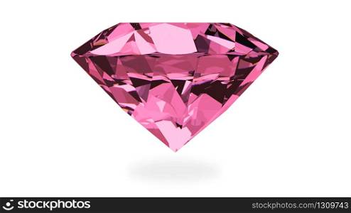 3d rendering. Luxury Pink purple Diamond with clipping path isolated on white background.