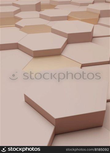 3D Rendering Luxury Product Display Background for Beauty, Health Care, Skincare or Honey Products. Beige, Gold and White.
