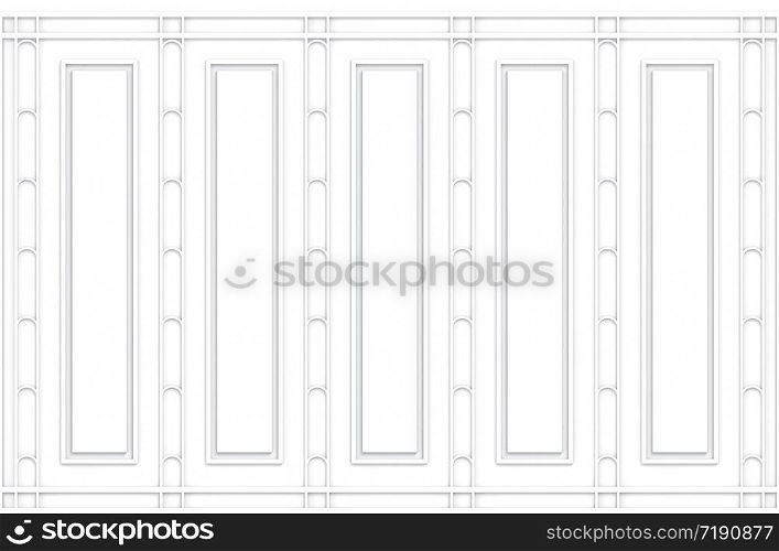 3d rendering. luxury white classical pattern wood design vintage wall background.