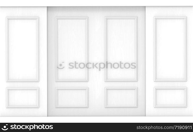 3d rendering. luxury white classical pattern wood wall background.