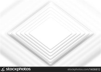 3d rendering. many layer of Empty White square grid paper plate or stage background.