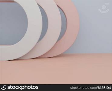 3D Rendering Minimal Geometric Props Product Display Background for Beauty or Fashionable Products. Pink, Blue, white and Gold.