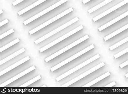 3d rendering. minimal modern diagonal white panel bar stack wall and floor background.