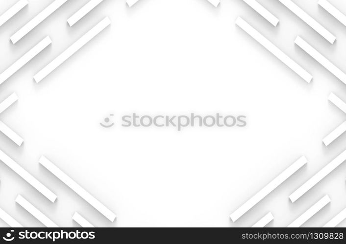 3d rendering. minimal modern white panel bar stack wall and floor on gray background.