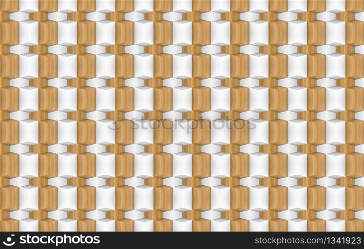 3d rendering. minimal modern wood square grid pattern design tiles wall background.