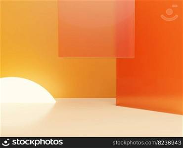 3D Rendering Minimal Studio Shot Pastel Color Transparent Acrylic Board and Round Window with Sunlight Product Display Background for Fashion, Cosmetics and Trendy Products.  