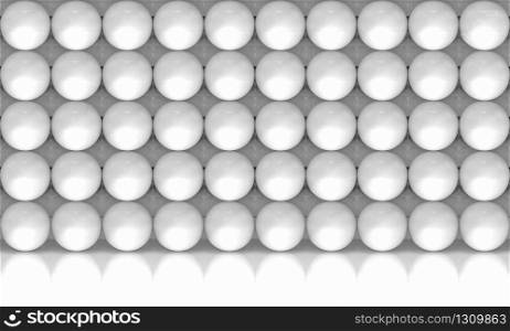 3d rendering. minimal white sphere ball stack wall and floor design background.