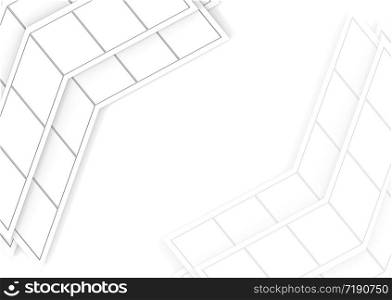 3d rendering. modern abstract trapezoid tile pattern arrow on copy space white background.