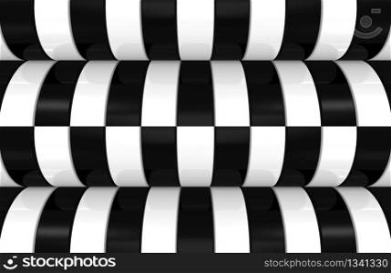 3d rendering. modern alternate black and white curve pattern design wall background.