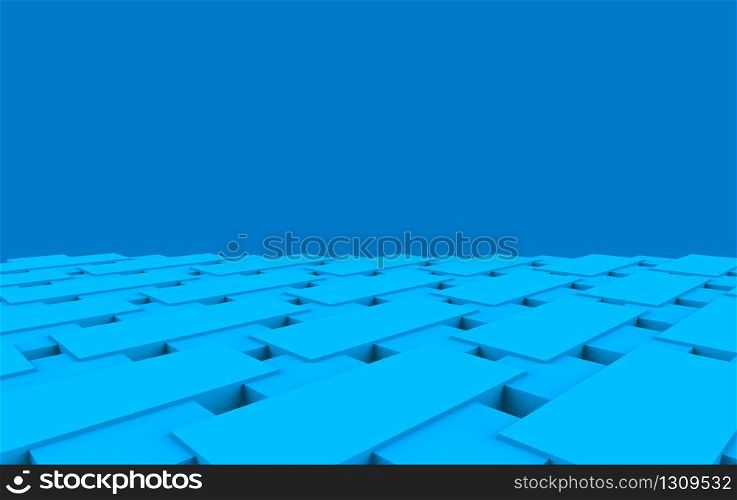 3d rendering. modern blue tile brick floor wall background.