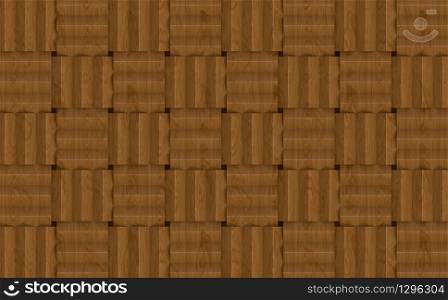 3d rendering. modern brown sqaure pattern wood tiles wall background.