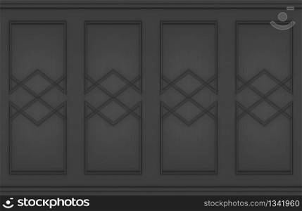 3d rendering. modern dark luxury classic square frame pattern wall design background.