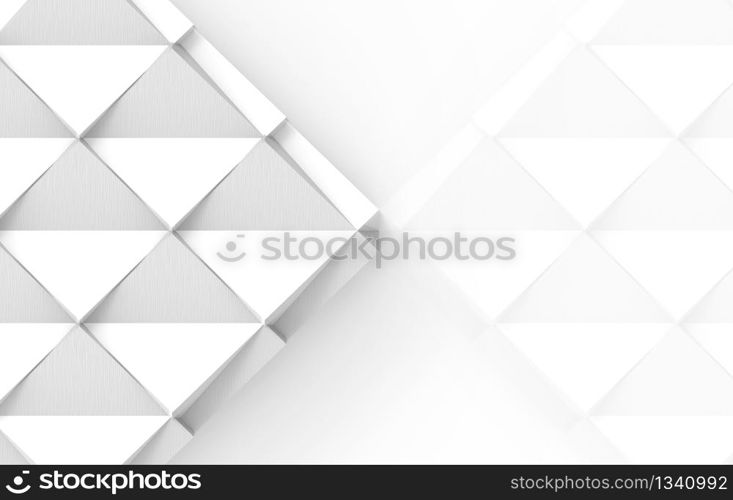 3d rendering. modern design white grid square paper art patternon gray wall background.