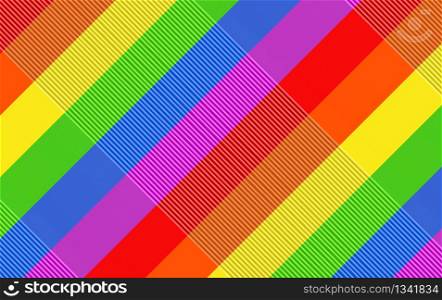 3d rendering. modern diagonal lgbt rainbow color flag design wall background.