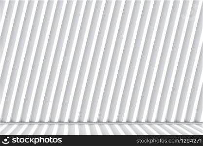 3d rendering. modern diagonal white panel row wall and floor background.