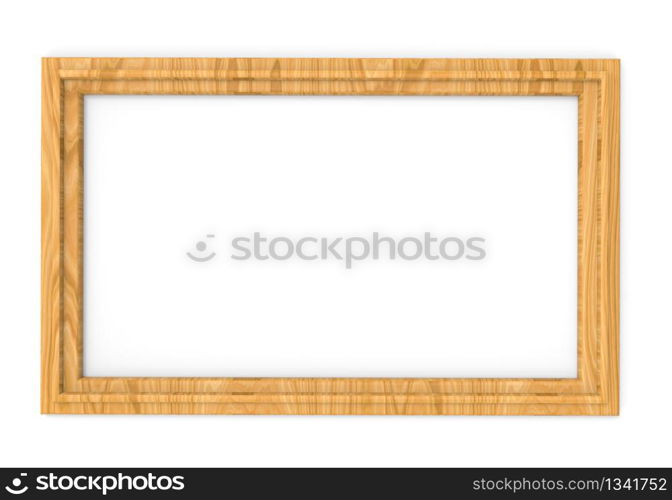 3d rendering. Modern empty simple classic style wood picture frame on white background.