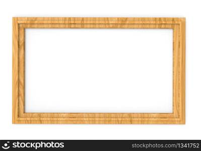 3d rendering. Modern empty simple classic style wood picture frame on white background.