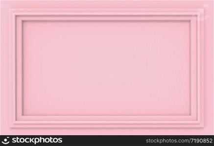 3d rendering. Modern empty sweet pink classical pattern rectangle frame wall background.