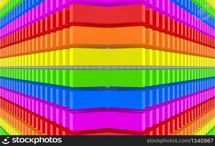 3d rendering. Modern flip Lgbt rainbow color panel block design wall art background.