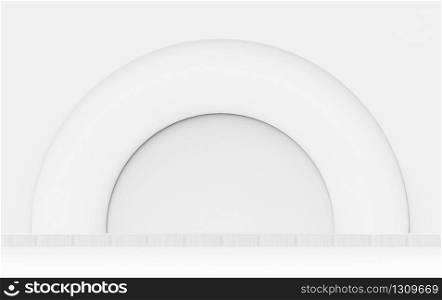 3d rendering. modern half white circular shape wall design background.