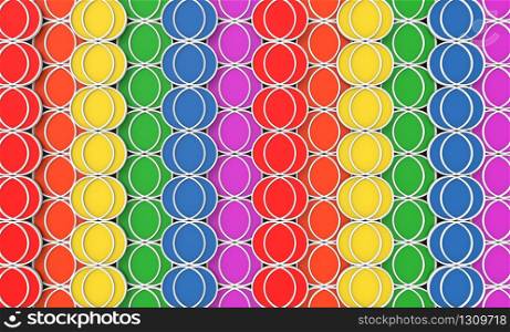 3d rendering. modern LGBT rainbow color cilrcle pattern design wall background.