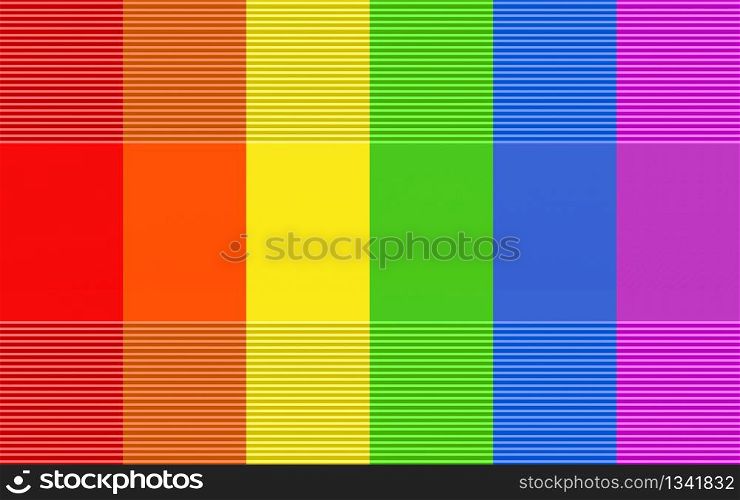 3d rendering. modern lgbt rainbow color flag wall design background.