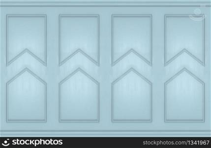 3d rendering. modern light blue square classical shape pattern wall design background.