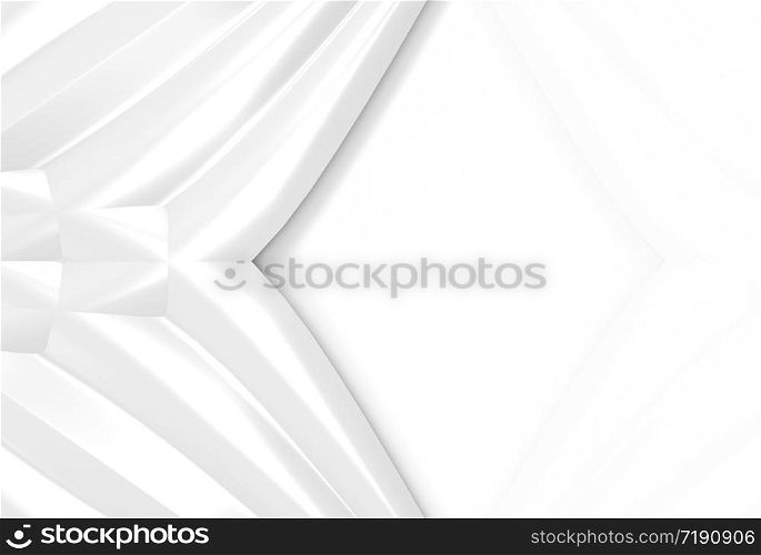 3d rendering. modern light white curve waving pattern wall background.