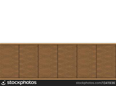 3d rendering. modern luxurious hardwood panels design on white wall background.