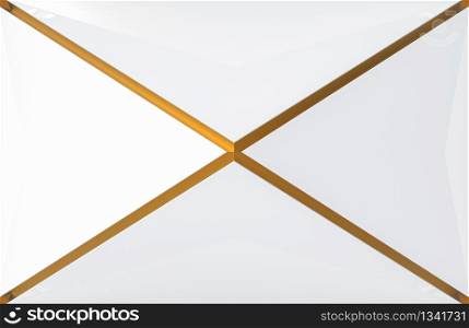 3d rendering. modern luxurious white triangle grid with golden edge line pattern design wall background.