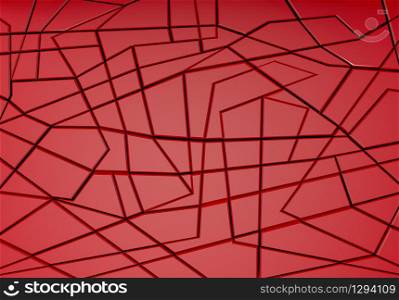 3d rendering. Modern luxury red color cut square shape in several pattern wall background.