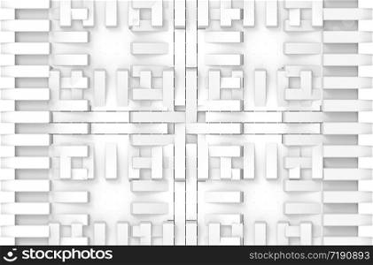 3d rendering. modern random white bar in square shape pattern design wall background.