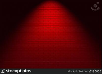3d rendering. modern red brick wall with light fron spot light for design background.