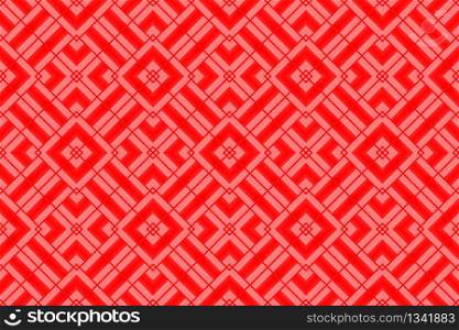 3d rendering. modern red square grid art tile pattern design wall background.