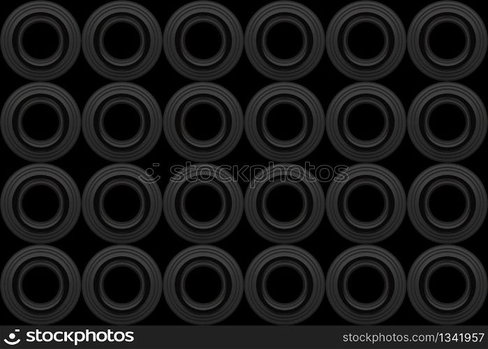 3d rendering. modern seamless black circular shape pattern wall design background.