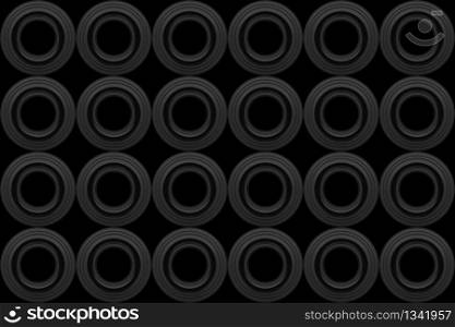 3d rendering. modern seamless black circular shape pattern wall design background.