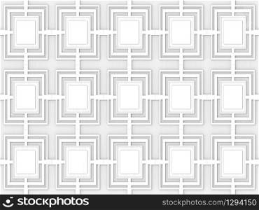 3d rendering. modern seamless white square pattern tiles on gray wood background.