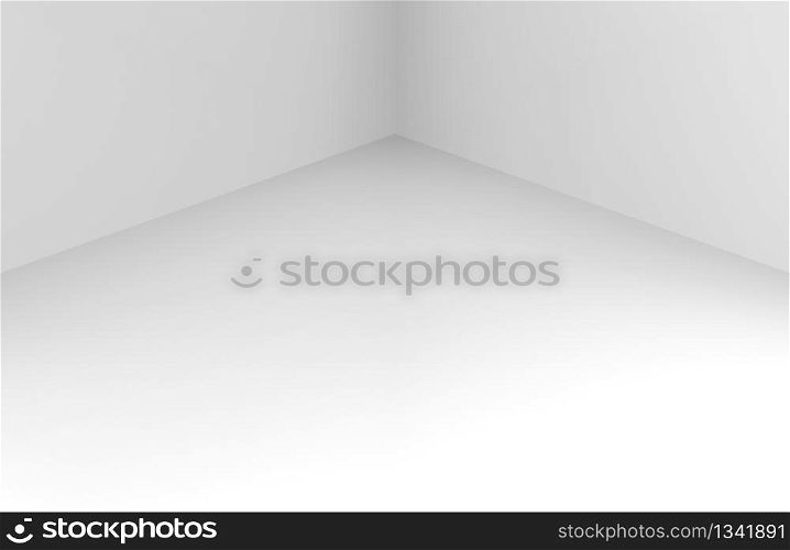 3d rendering. modern simple minimal white corner room box wall desin background.