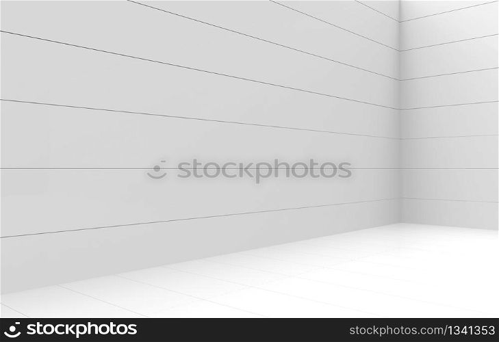 3d rendering. modern simple minimal white panel corner room wall design background.