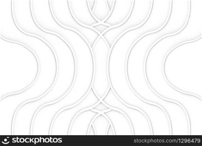 3d rendering. modern soft white color tone curve wave pattern wall background.