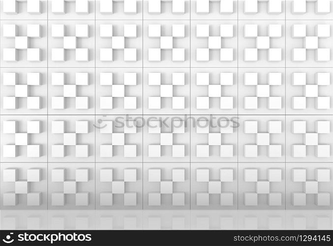 3d rendering. modern square block pattern wall and floor background.